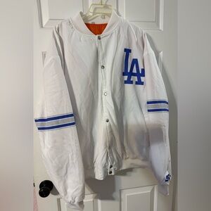 NWOT 2X White Jacket with Blue LOS ANGELES DODGERS Logo.
